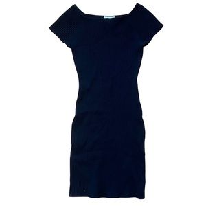 H&M Black Short Sleeve Midi Ribbed Bodycon Dress Size: S